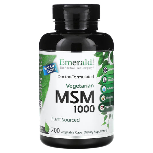 Support Joint Health with Emerald Labs MSM 1000 200 Veg Caps - Image 1