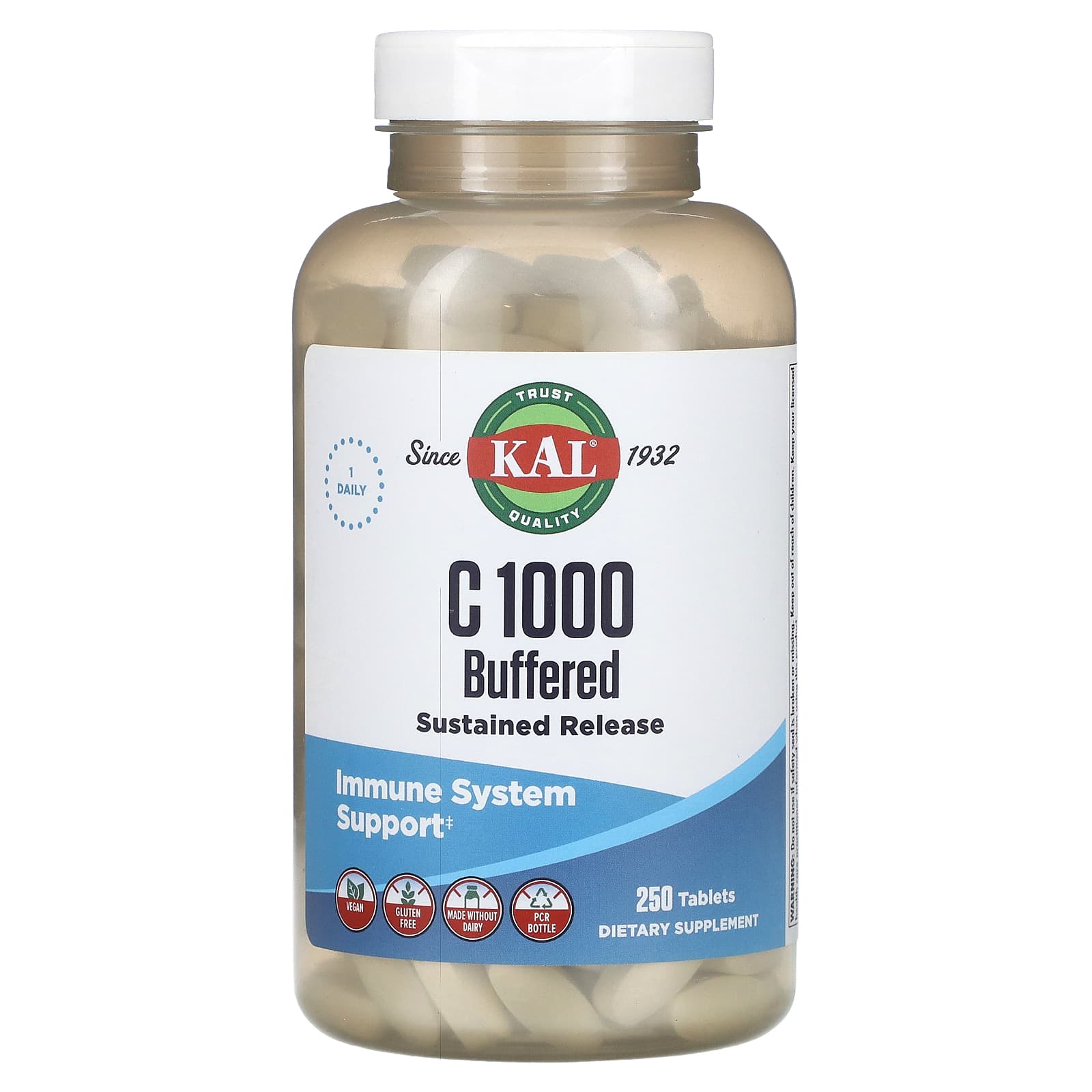 KAL, C 1000 Sustained Release, Buffered, 250 Tablets - Image 1