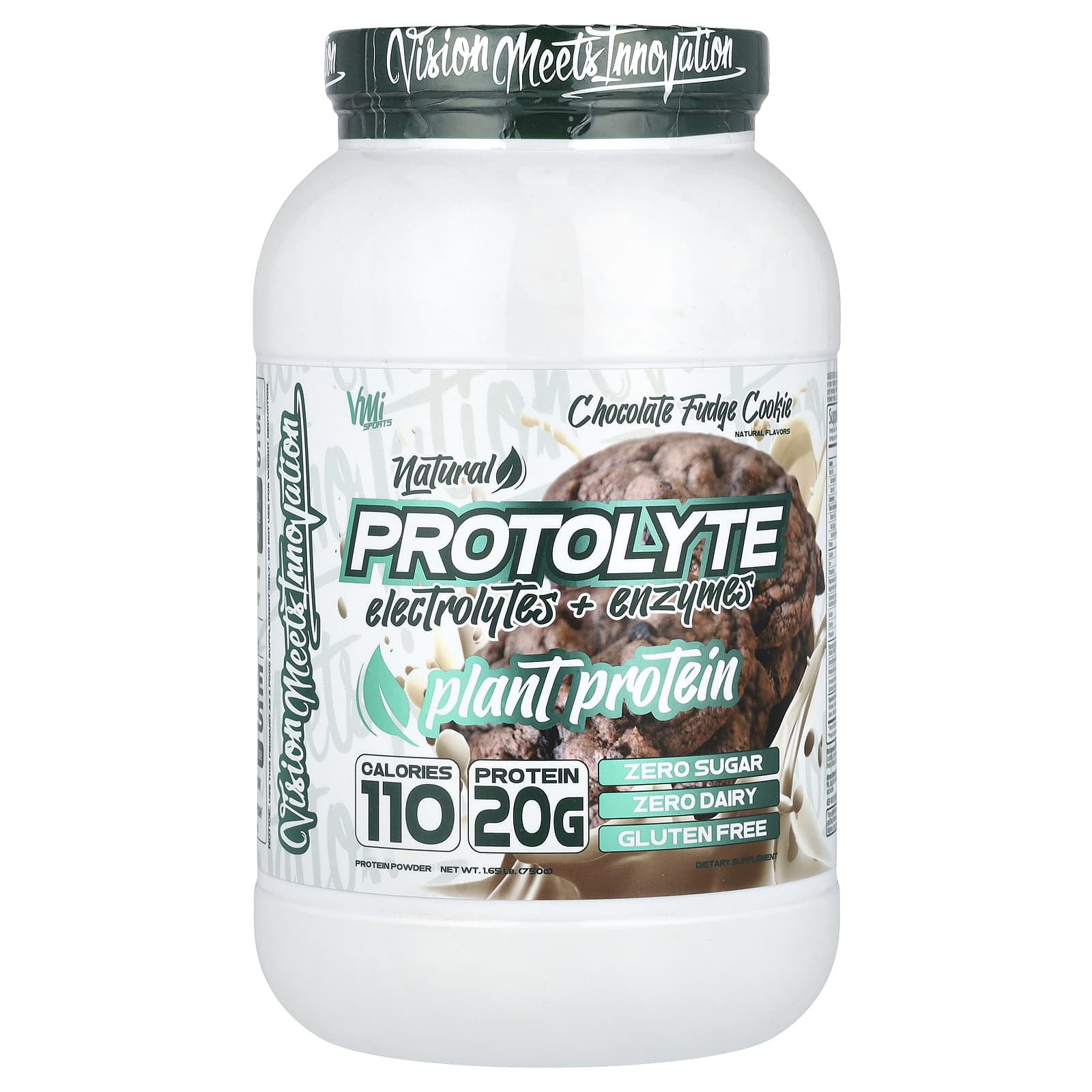 VMI Sports, ProtoLyte, Plant Protein Powder, Chocolate Fudge Cookie, 1.65 lb (750 g) - Image 1