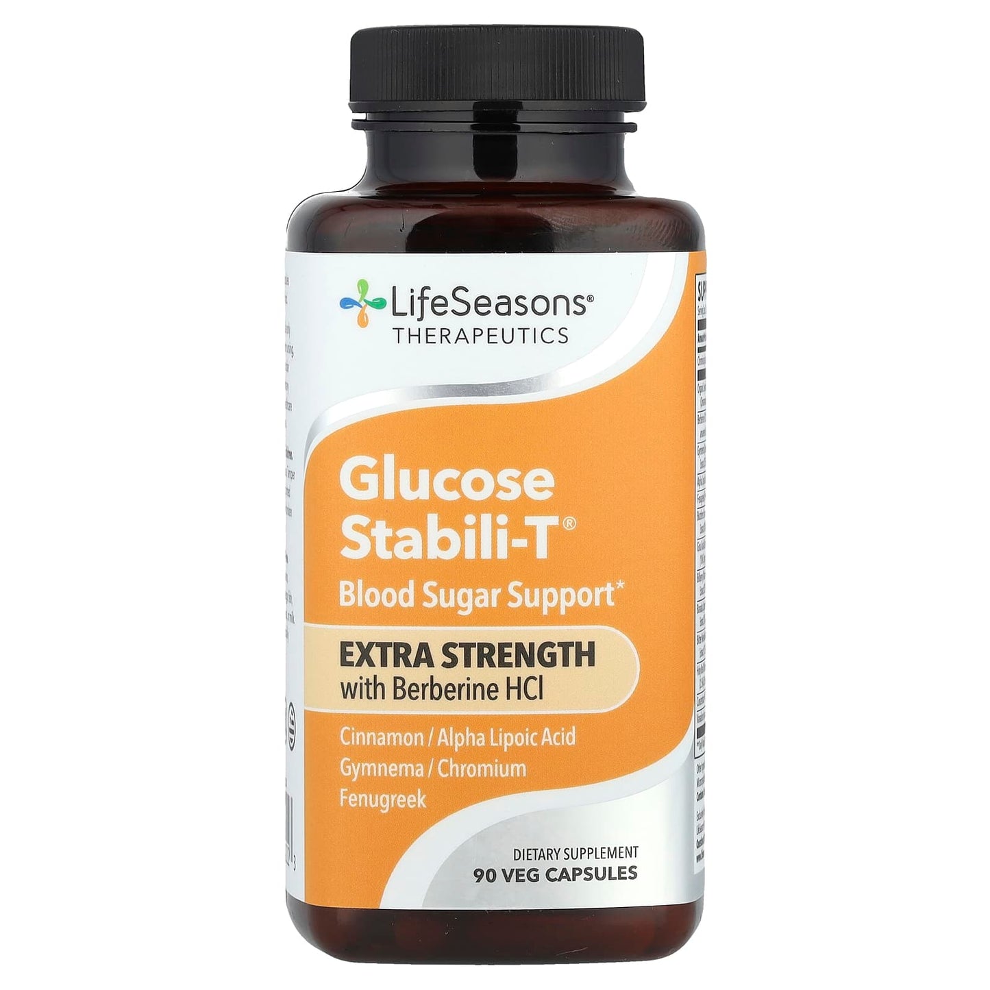 LifeSeasons, Therapeutics, Glucose Stabili-T® With Berberine HCl, Extra Strength, 90 Veg Capsules - Image 1