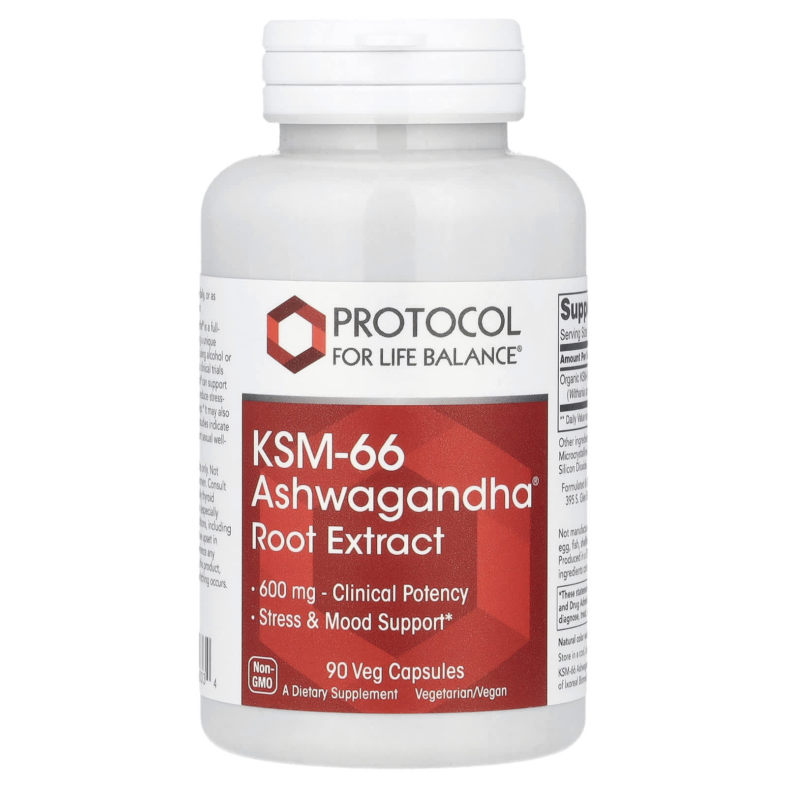 Protocol for Life Balance, KSM-66 Ashwagandha® Root Extract, 600 mg, 90 Veg Capsules - Image 1
