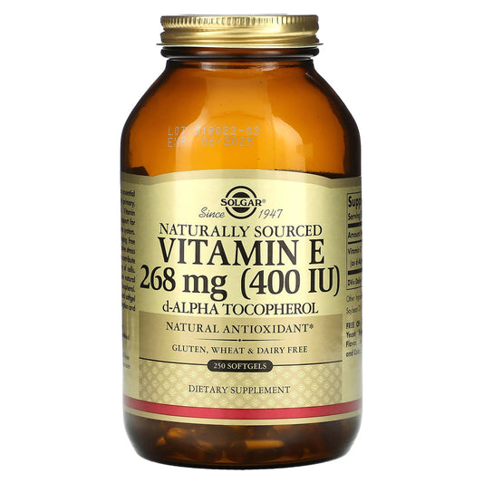 Solgar, Naturally Sourced Vitamin E, 268 mg (400 IU), 250 Softgels - Image 1