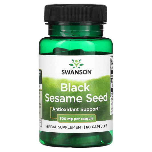 Swanson, Black Sesame Seed, 500 mg, 60 Capsules - Image 1