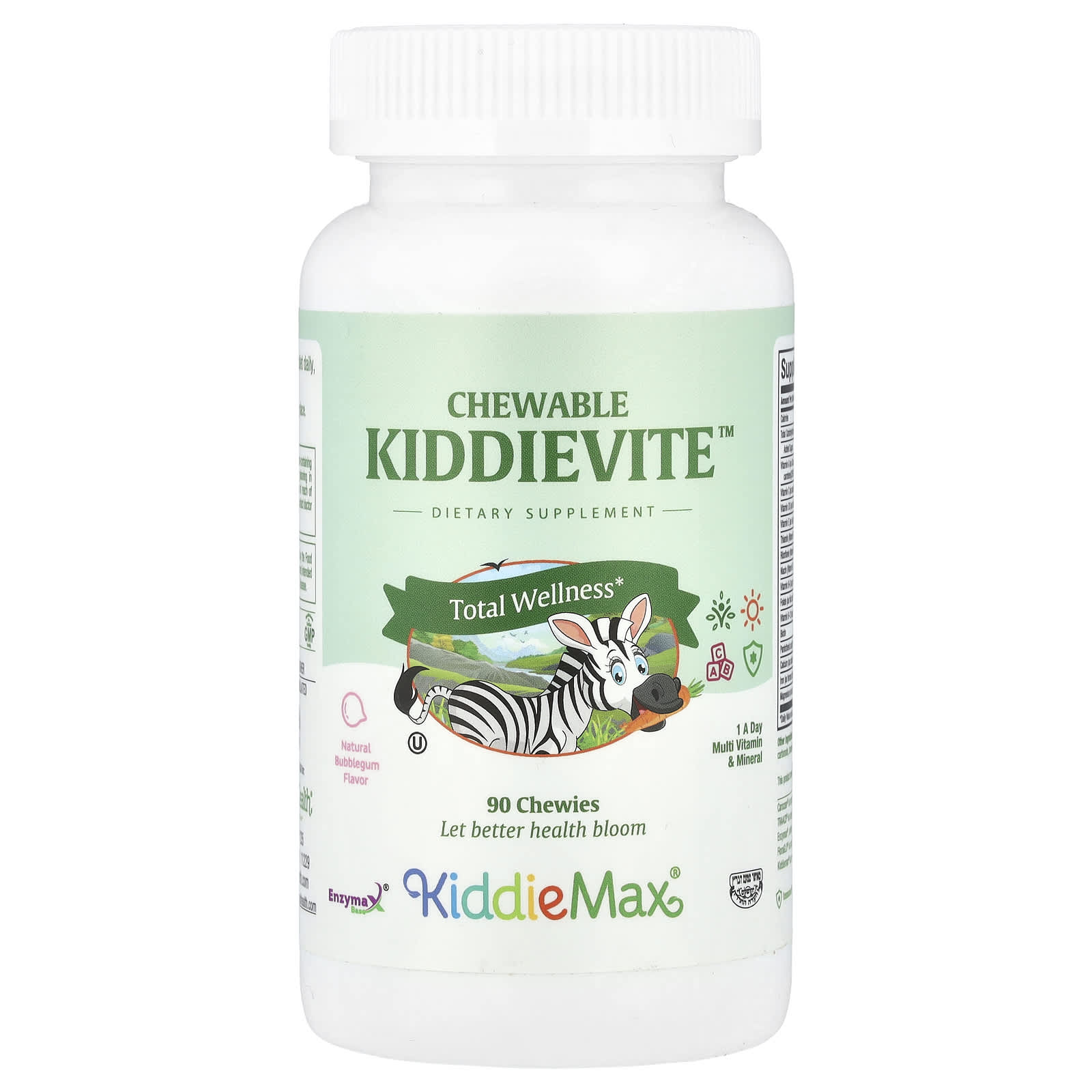 Maxi Health, KiddieMax® Chewable Kiddievite™, Natural Bubblegum, 90 Chewies - Image 1