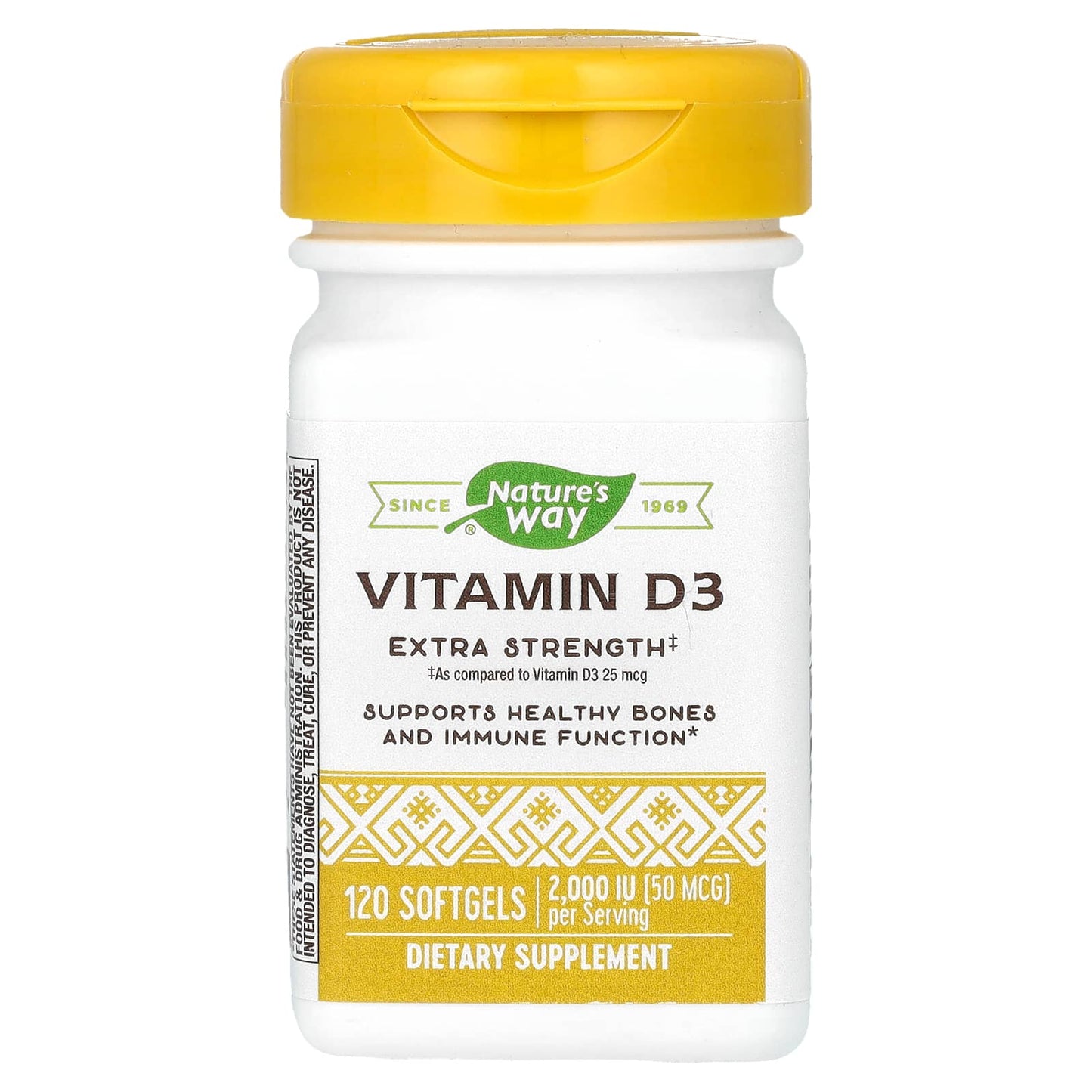 Nature's Way, Vitamin D3, Extra Strength, 50 mcg (2,000 IU), 120 Softgels - Image 1