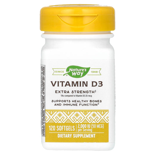 Nature's Way, Vitamin D3, Extra Strength, 50 mcg (2,000 IU), 120 Softgels - Image 1