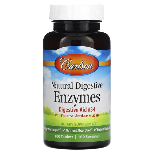 Carlson Natural Digestive Enzymes, 100 Tablets for Optimal Wellness - Image 1