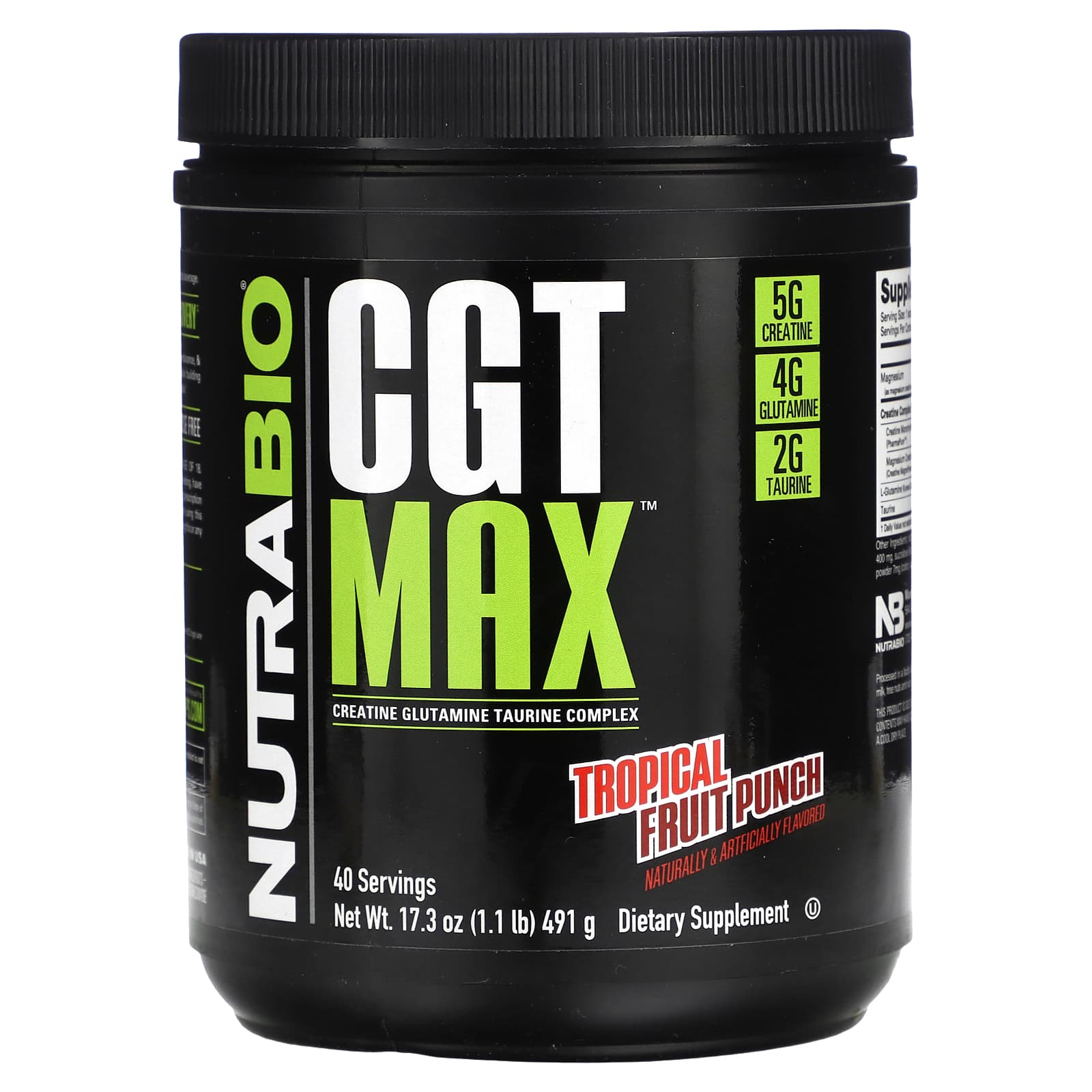 NutraBio, CGT MAX, Tropical Fruit Punch, 1.1 lb (491 g) - Image 1
