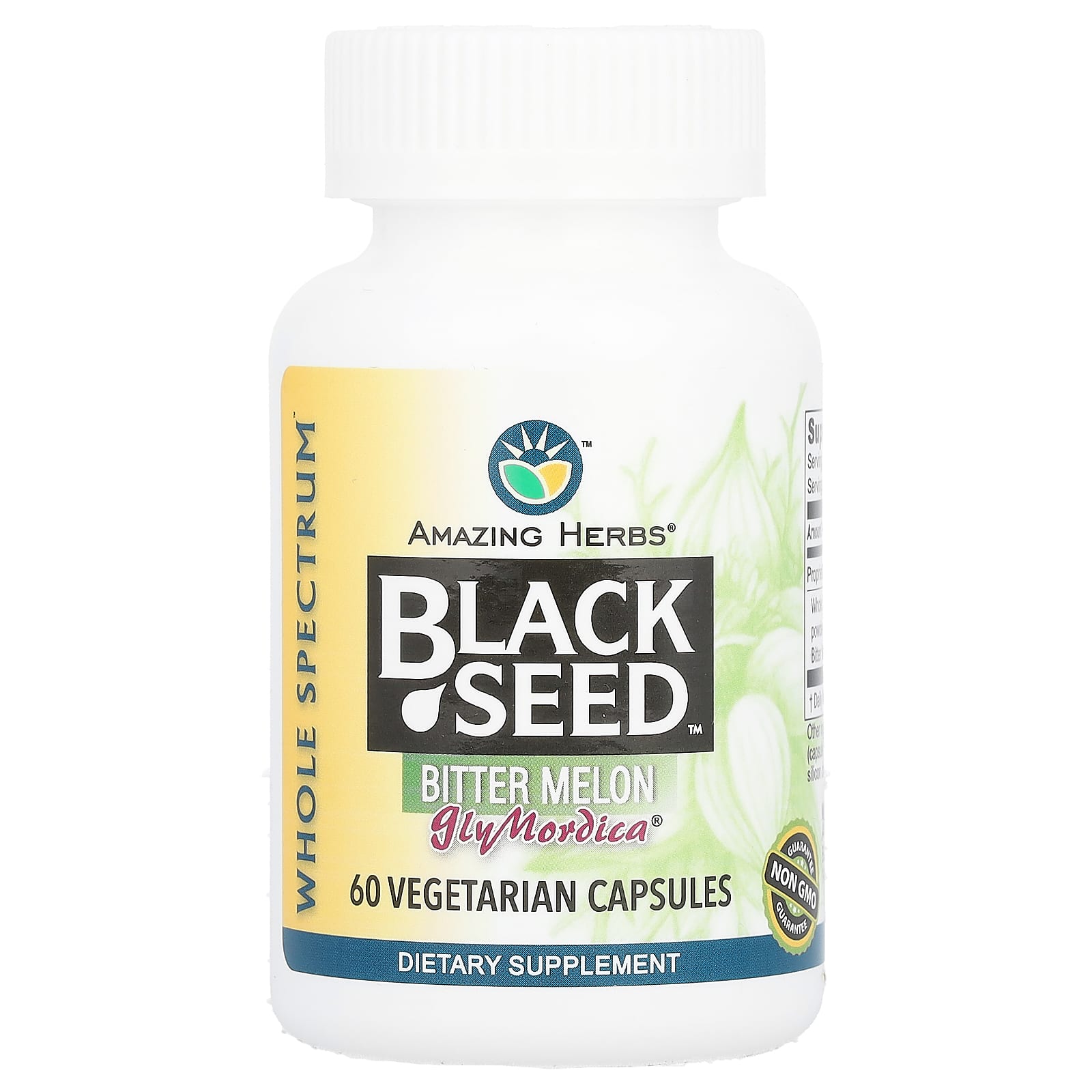 Amazing Herbs Black Seed Bitter Melon Dietary Supplement 60 Capsules - Image 1