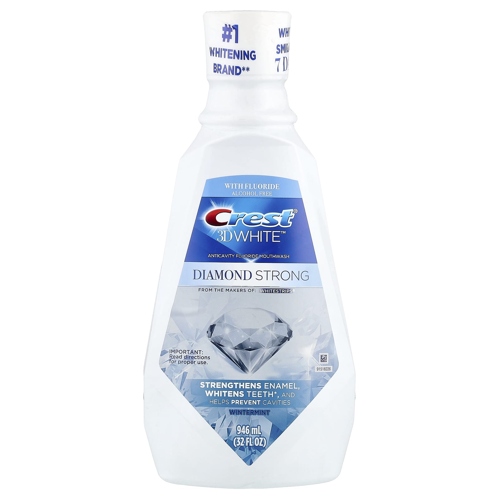 Crest 3D White Diamond Strong Anticavity Fluoride Mouthwash Wintermint 32oz - Image 1