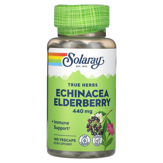 Solaray, True Herbs, Echinacea Elderberry, 440 mg, 100 VegCaps - Image 1