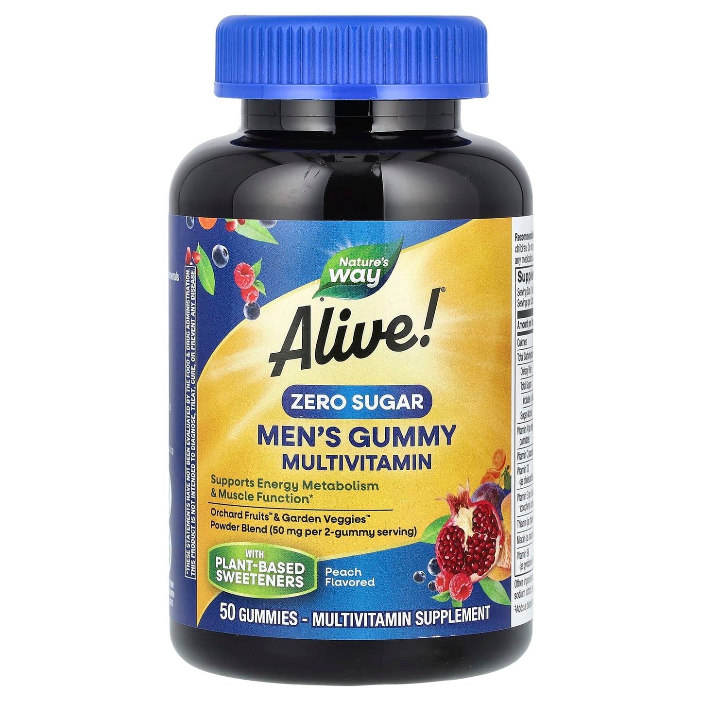 Nature's Way, Alive! Men's Gummy Multivitamin, Zero Sugar, Peach, 50 Gummies - Image 1