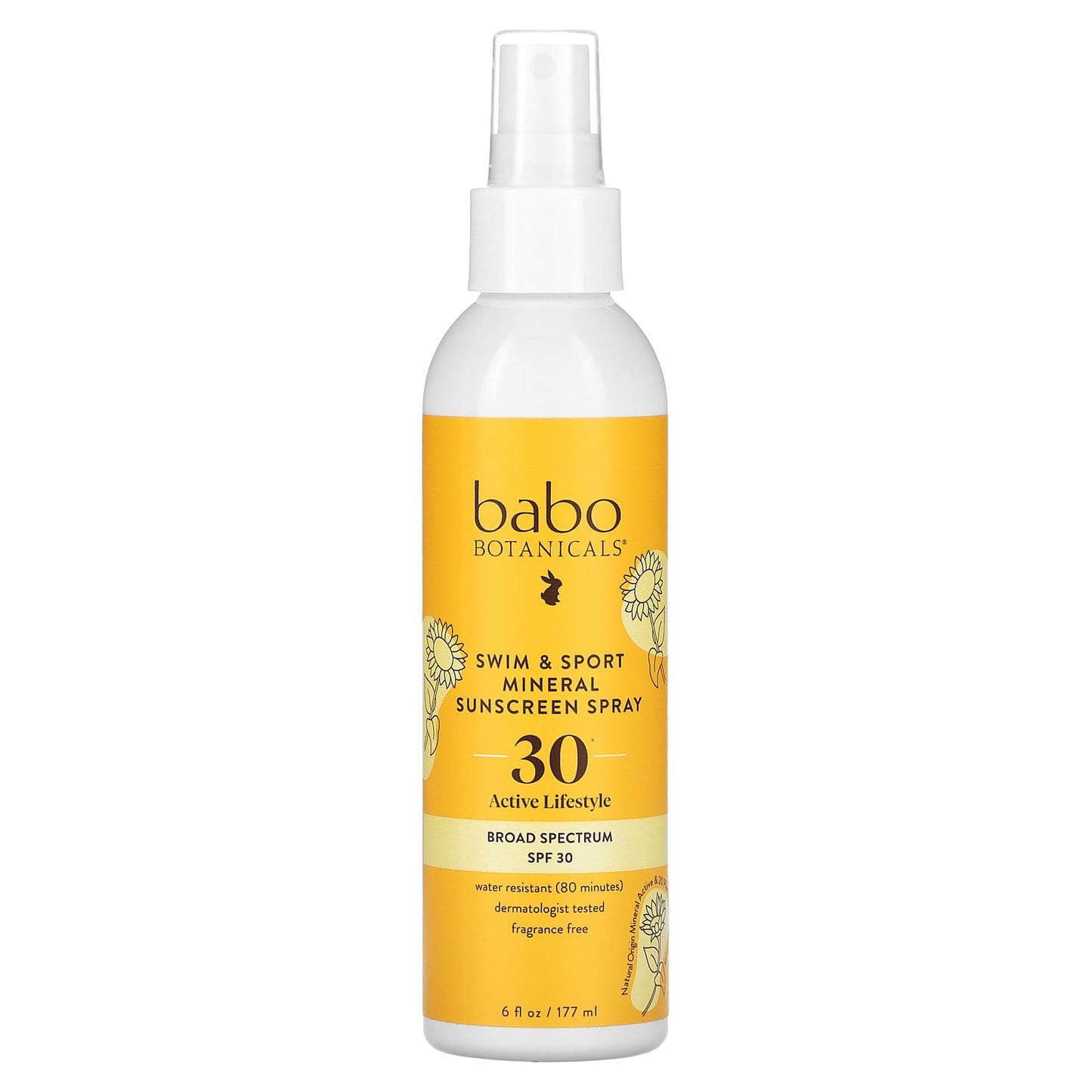 Babo Botanicals Swim & Sport Mineral Sunscreen Spray, SPF 30, 6 fl oz - Image 1