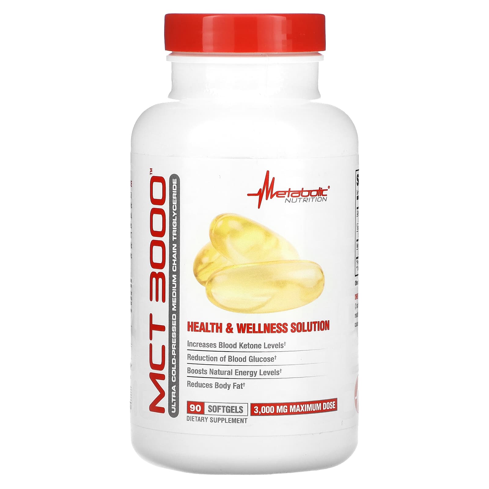 Metabolic Nutrition, MCT 3000, 90 Softgels (1,000 mg per Softgel) - Image 1