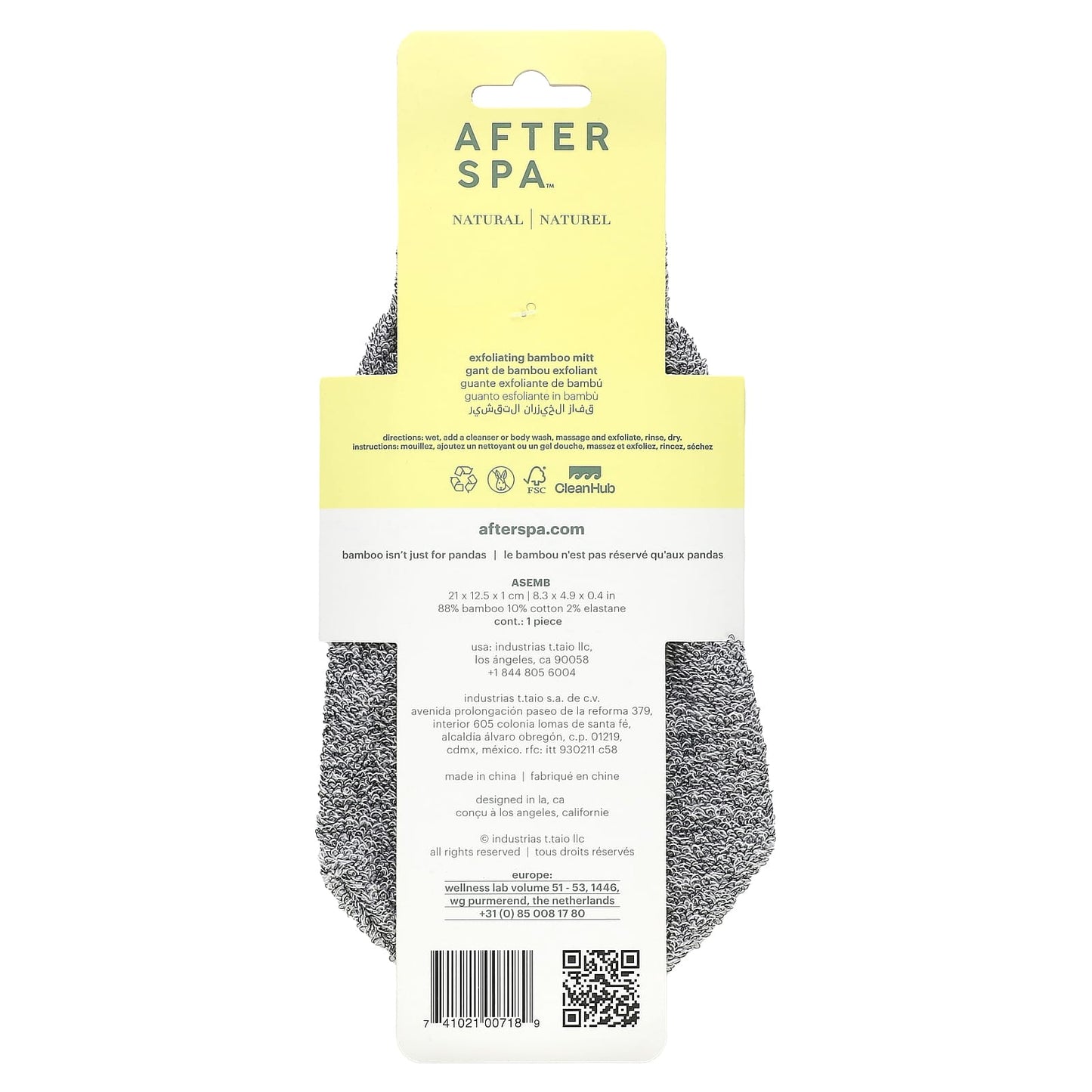 AfterSpa Bamboo Exfoliating Mitt for Smooth Radiant Skin - Image 2