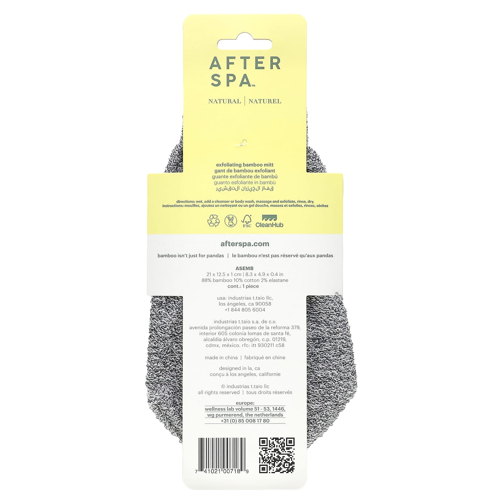 AfterSpa Bamboo Exfoliating Mitt for Smooth Radiant Skin - Image 2