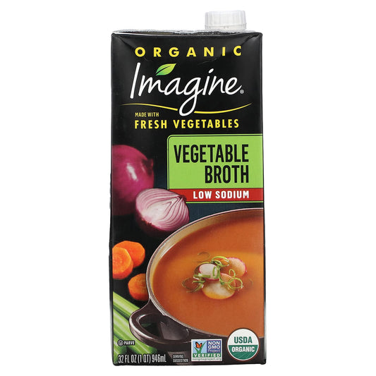 Organic Low Sodium Vegetable Broth by Imagine Soups, 32 fl oz - Image 1