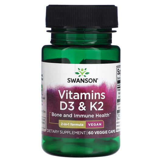 Swanson, Vitamins D3 & K2, 60 Veggie Caps - Image 1