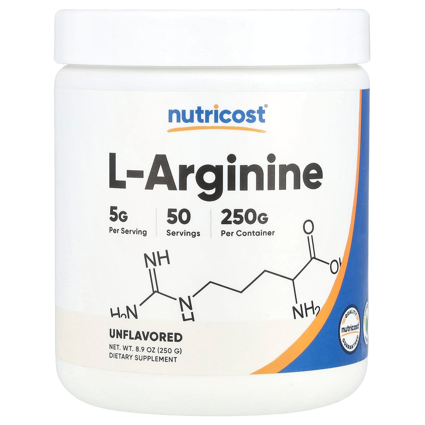 Nutricost, L-Arginine, Unflavored, 8.9 oz (250 g) - Image 1