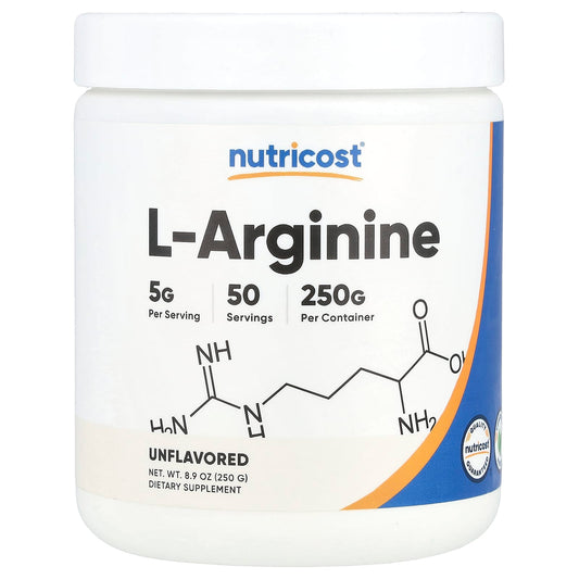 Nutricost, L-Arginine, Unflavored, 8.9 oz (250 g) - Image 1