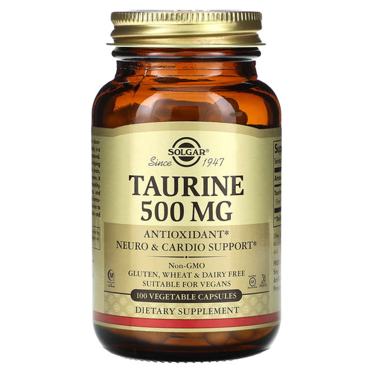 Solgar, Taurine, 500 mg, 100 Vegetable Capsules - Image 1