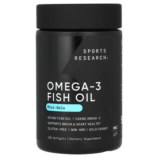 Sports Research, Omega-3 Fish Oil, Mini Gels, 120 Softgels - Image 1