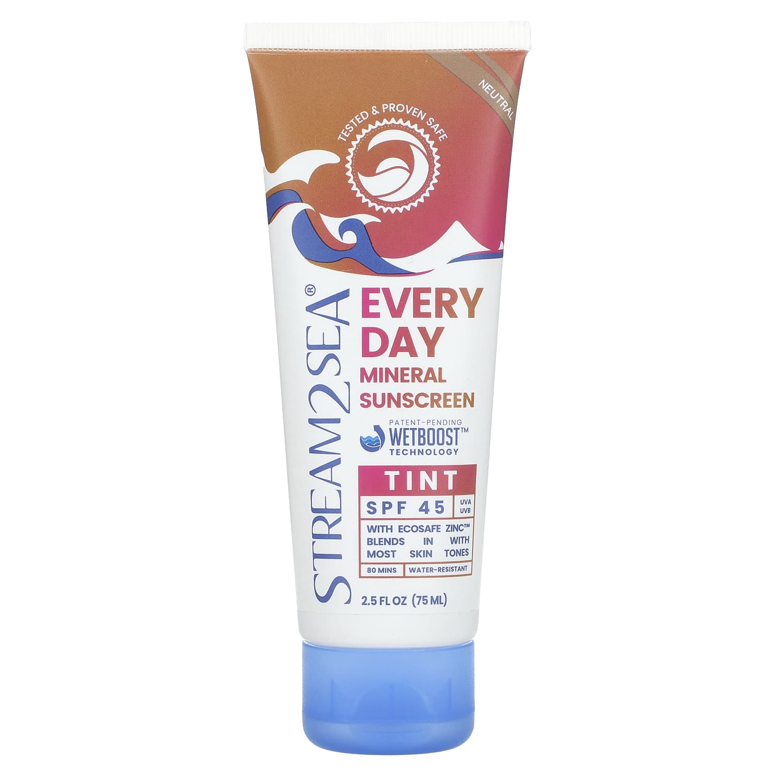 Stream2Sea, Everyday Mineral Sunscreen Tint, SPF 45, Neutral , 2.5 fl oz (75 ml) - Image 1