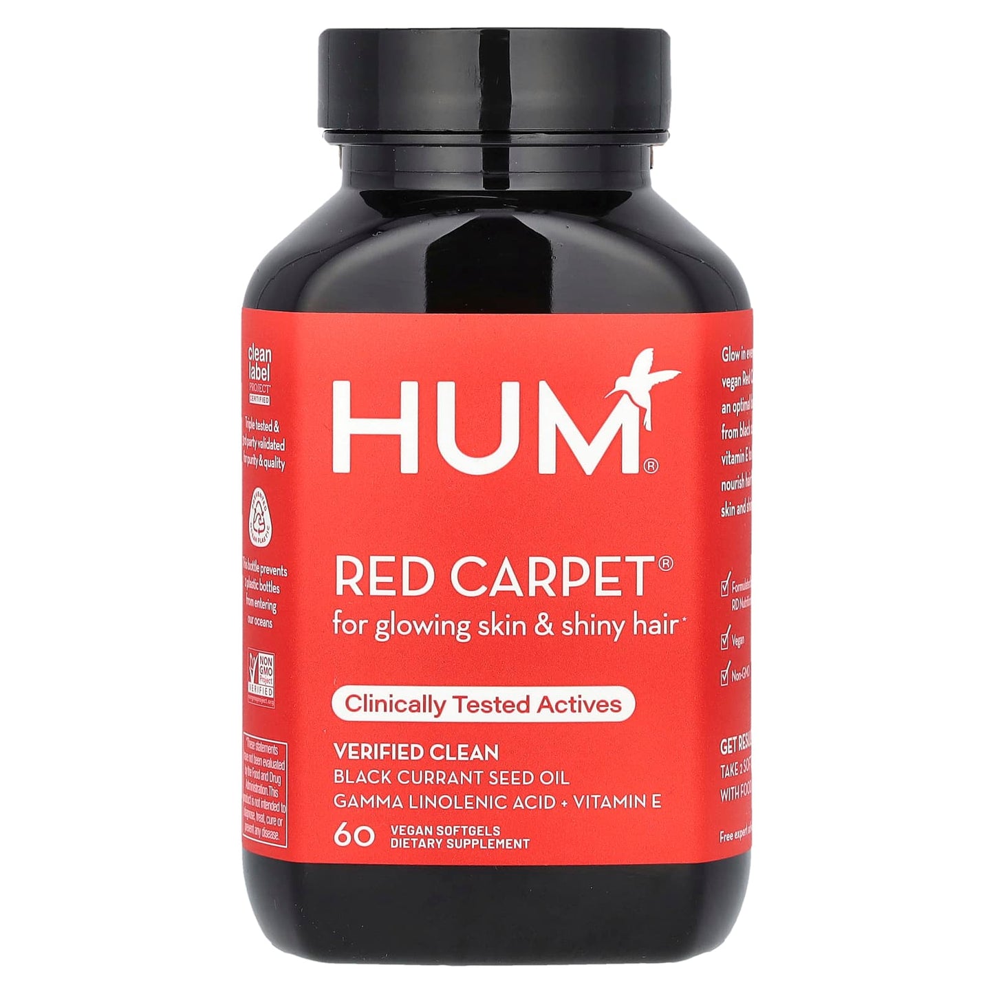 HUM Nutrition Red Carpet Vegan Omega-3 Softgels for Glowing Skin - Image 1
