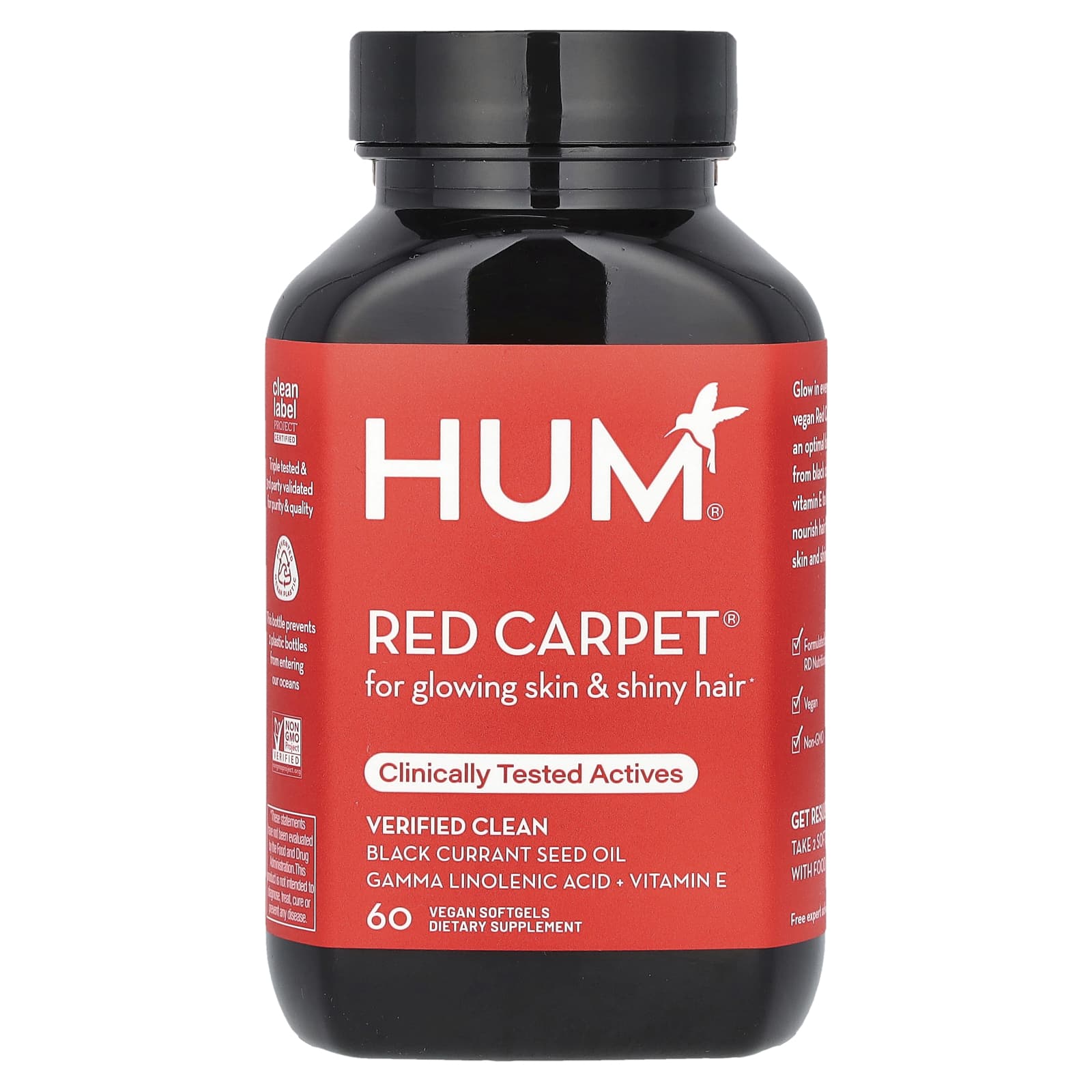 HUM Nutrition Red Carpet Vegan Omega-3 Softgels for Glowing Skin - Image 1