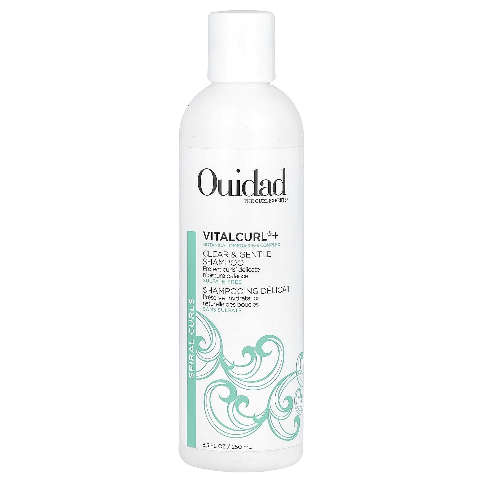 Ouidad, VitalCurl®+, Clear & Gentle Shampoo, Spiral Curls, 8.5 fl oz (250 ml) - Image 1