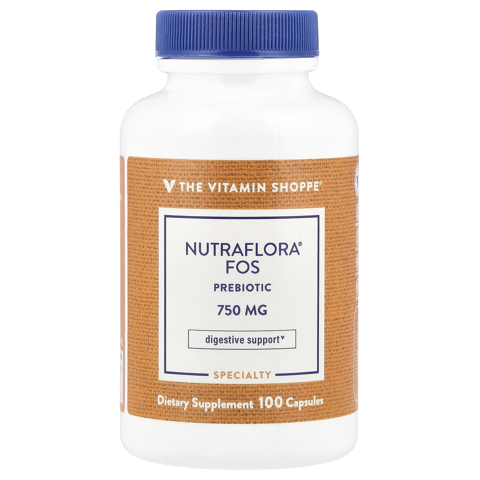 The Vitamin Shoppe, NutraFlora® FOS Probiotic, 750 mg, 100 Capsules - Image 1