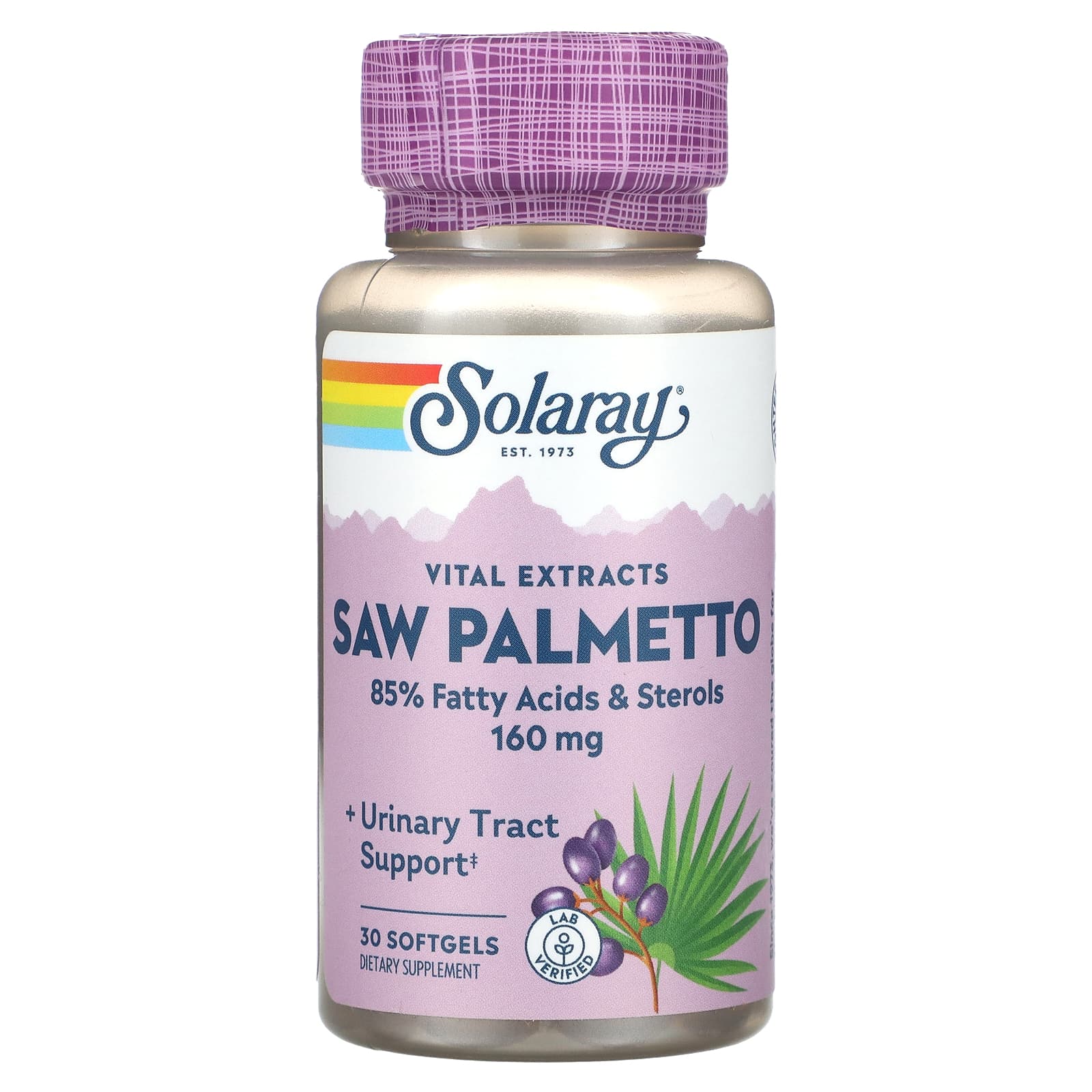 Solaray, Vital Extracts Saw Palmetto, 160 mg, 30 Softgels - Image 1