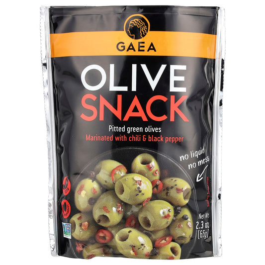 Crunchy Green Olives in Spicy Chili & Black Pepper by Gaea, 2.3 oz - Image 1