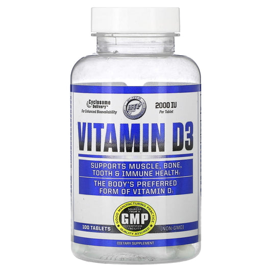 Hi Tech Pharmaceuticals Vitamin D3 2000 IU 100 Tablets - Enhanced Absorption - Image 1