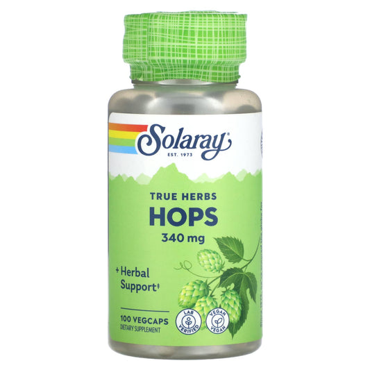 Solaray, True Herbs, HOPS, 340 mg, 100 Vegcaps - Image 1