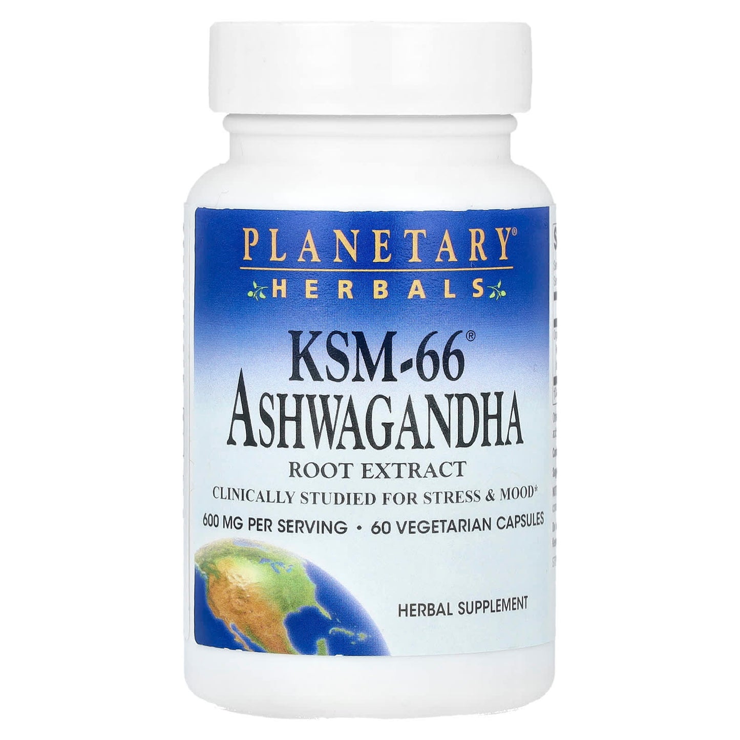 Planetary Herbals, KSM-66® Ashwagandha Root Extract, 60 Vegetarian Capsules (300 mg per Capsule) - Image 1