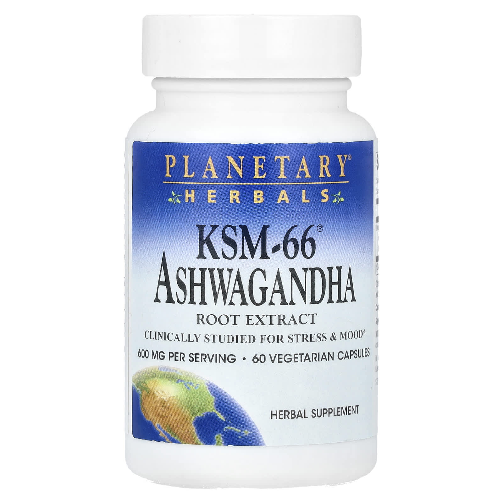 Planetary Herbals, KSM-66® Ashwagandha Root Extract, 60 Vegetarian Capsules (300 mg per Capsule) - Image 1