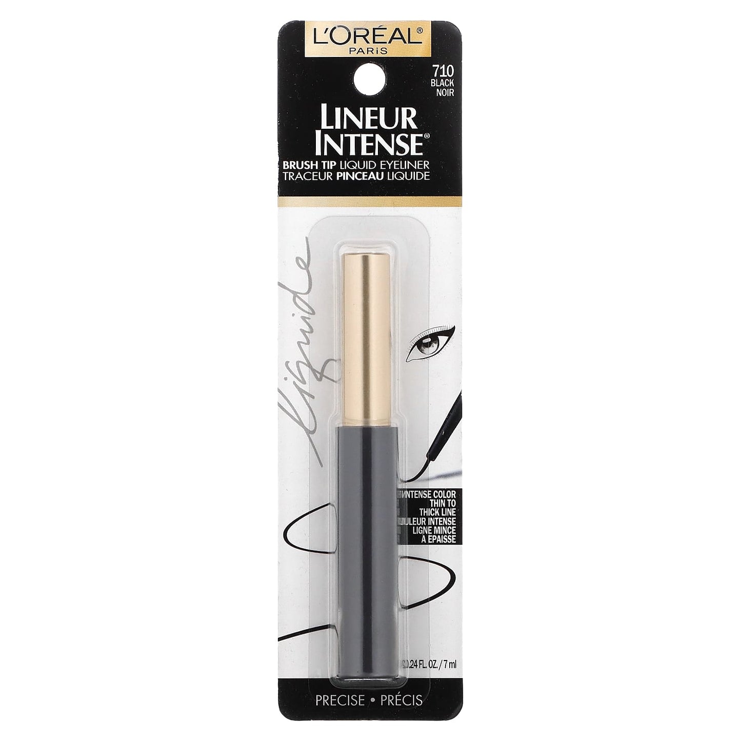 L'Oréal, Lineur Intense, Brush Tip Liquid Eyeliner, 710 Black, 0.24 fl oz (7 ml) - Image 2