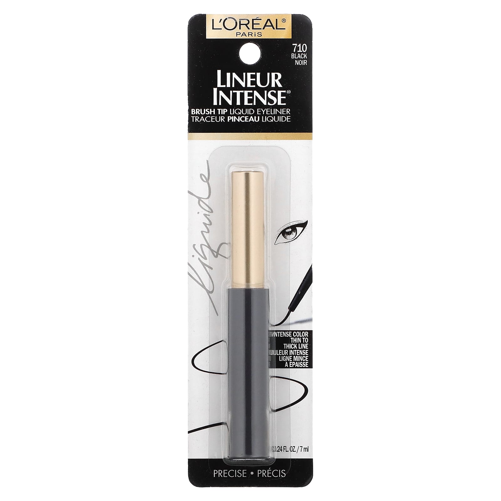 L'Oréal, Lineur Intense, Brush Tip Liquid Eyeliner, 710 Black, 0.24 fl oz (7 ml) - Image 2