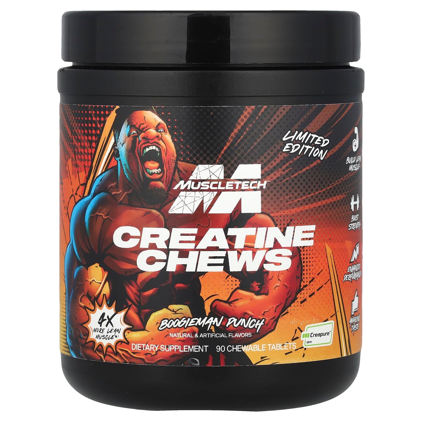 MuscleTech, Limited Edition, Creatine Chews, Boogieman Punch, 90 Chewable Tablets (1 g per Tablet) - Image 1