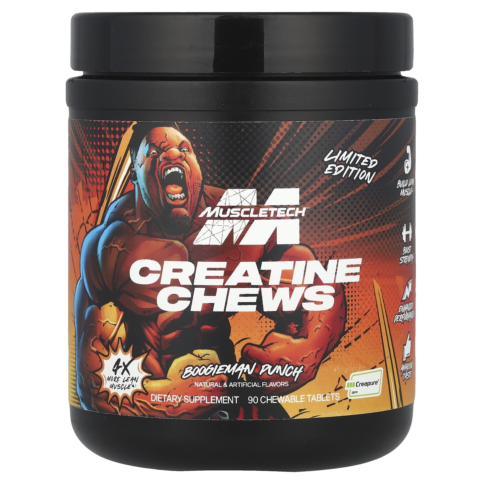 MuscleTech, Limited Edition, Creatine Chews, Boogieman Punch, 90 Chewable Tablets (1 g per Tablet) - Image 1