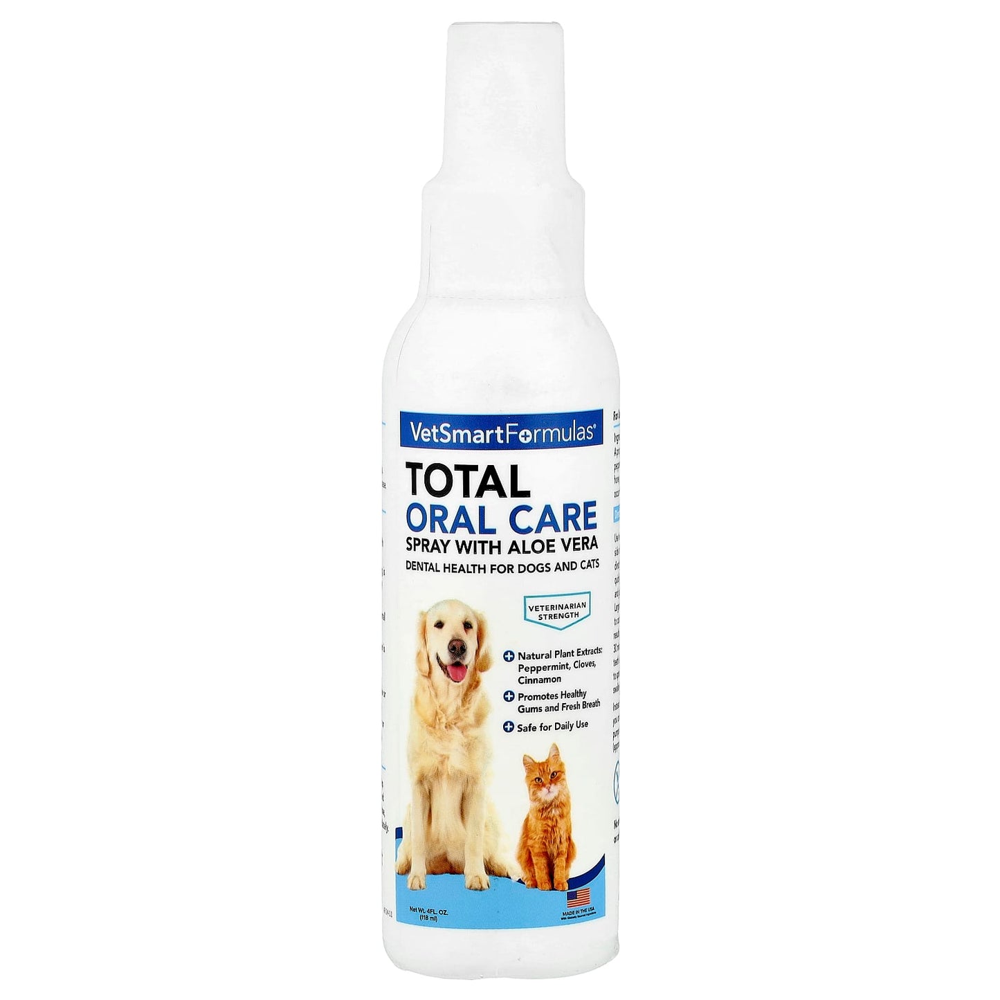 VetSmart Formulas, Total Oral Care Spray with Aloe Vera, Dogs and Cats, 4 fl oz (118 ml) - Image 1