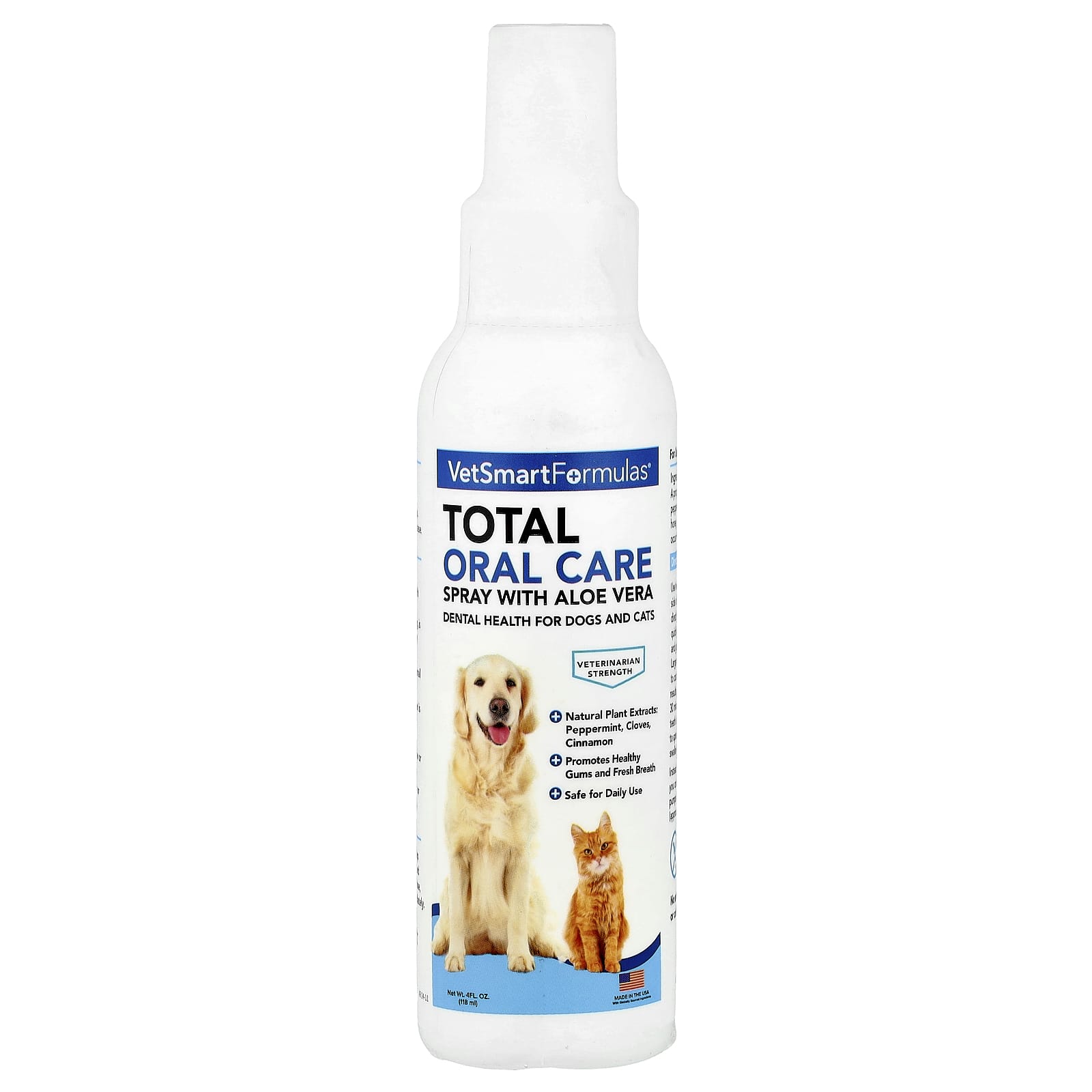 VetSmart Formulas, Total Oral Care Spray with Aloe Vera, Dogs and Cats, 4 fl oz (118 ml) - Image 1