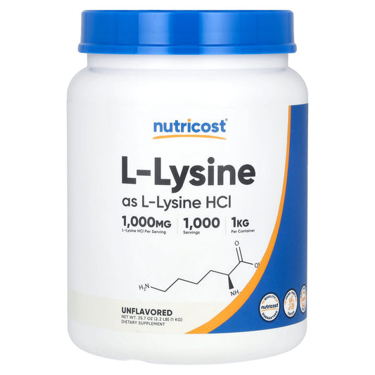 Nutricost, L-Lysine, Unflavored, 35.7 oz (1 kg) - Image 1