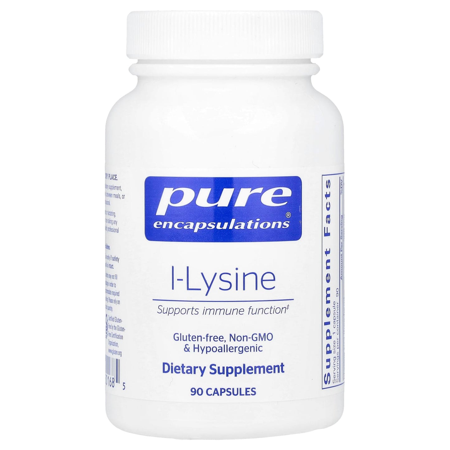 Pure Encapsulations, L-Lysine, 90 Capsules (500 mg per Capsule) - Image 1