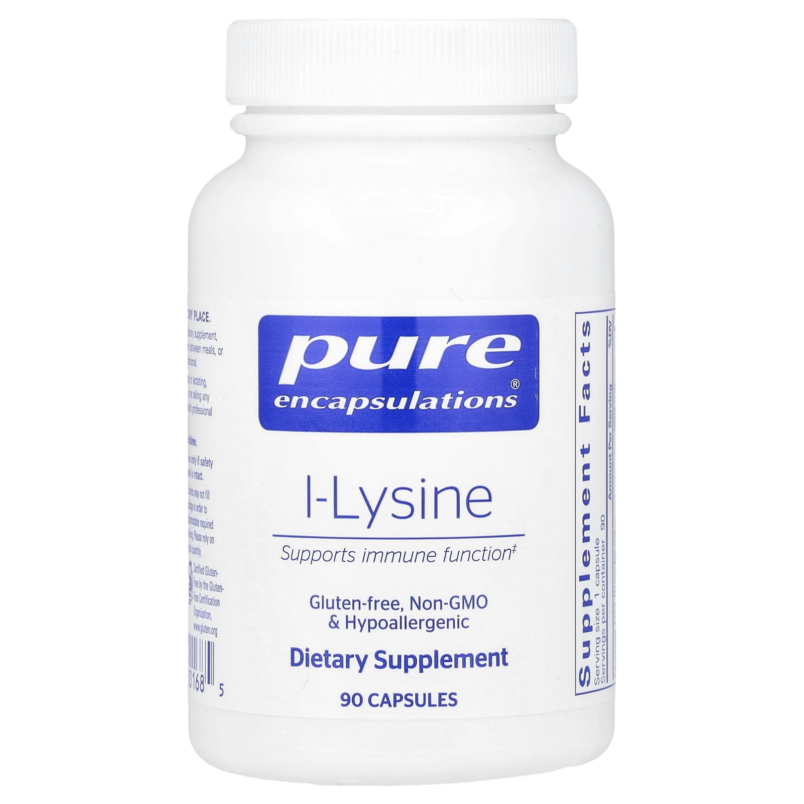 Pure Encapsulations, L-Lysine, 90 Capsules (500 mg per Capsule) - Image 1