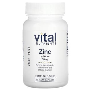 Boost Immune Function with Vital Nutrients Zinc Citrate 30mg Capsules