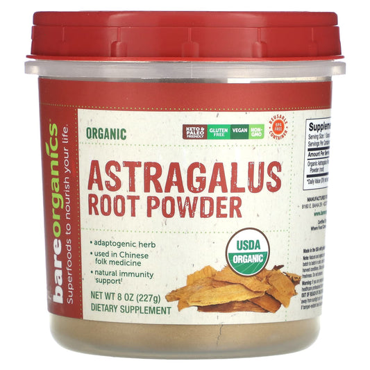 Organic Astragalus Root Powder, 8oz for Natural Immunity - BareOrganics - Image 1