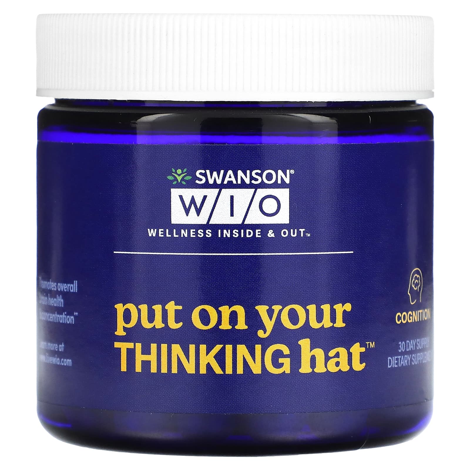 Swanson WIO, Put On Your Thinking Hat, 30 Vegetarian Capsules - Image 1