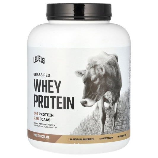 Levels, Grass Fed Whey Protein Powder, Pure Chocolate, 5lb (2.27 kg) - Image 1